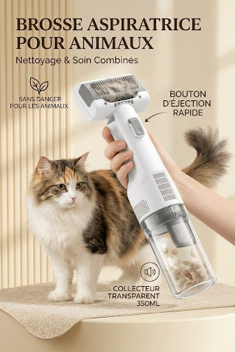 Brosse de toilettage avec aspiration des poils — Chien & Chat