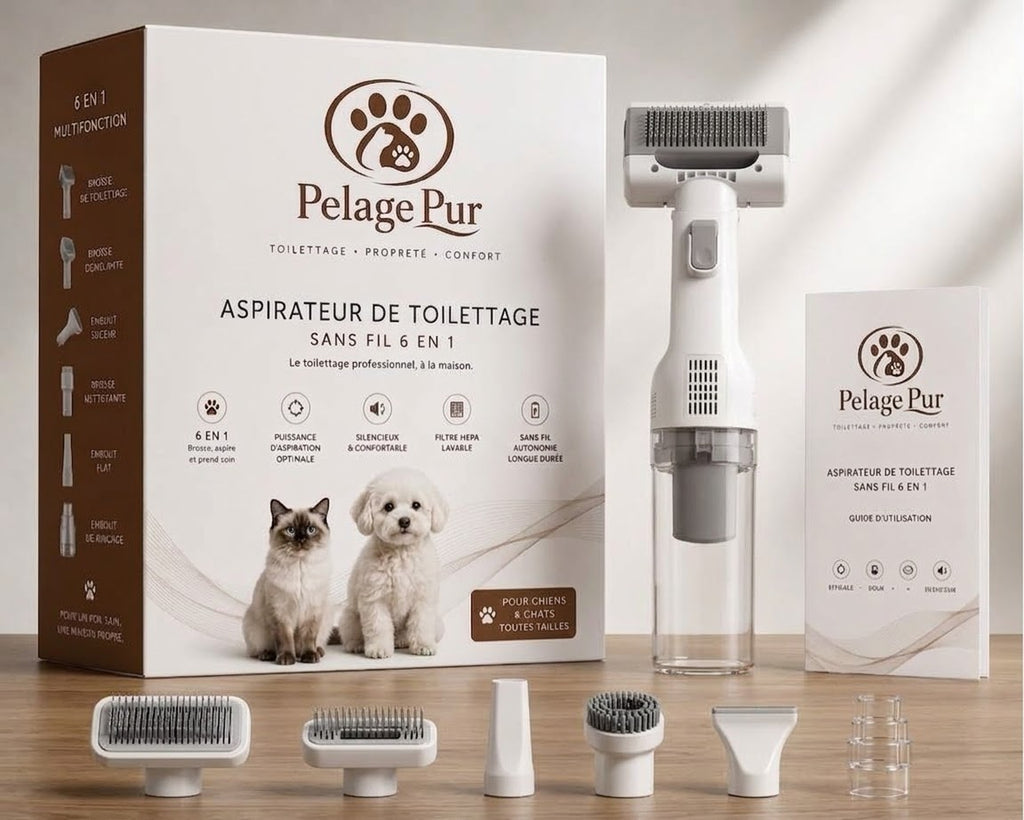 Brosse de toilettage avec aspiration des poils — Chien & Chat